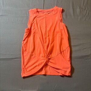 Athleta Girl Twist Around Tank Top Neon Orange Coral Kids Size M 8-10